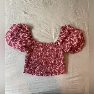 TRIXXI cropped puff sleeve floral top